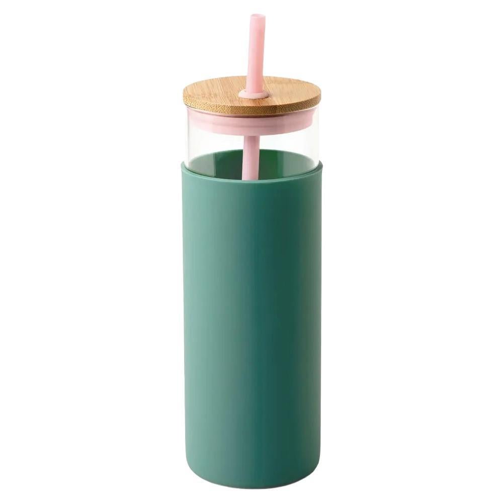 Designworks Ink - 'Peachy/Hunter' Glass Tumbler w/ Straw (22OZ)