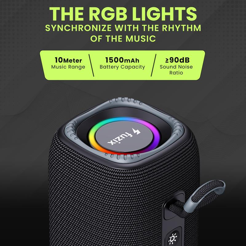 Halo Portable Wireless Bluetooth Speaker by Fuzix – Compact High-Quality Sound, Long Battery Life, TWS Stereo, Micro SD, USB, AUX Audio