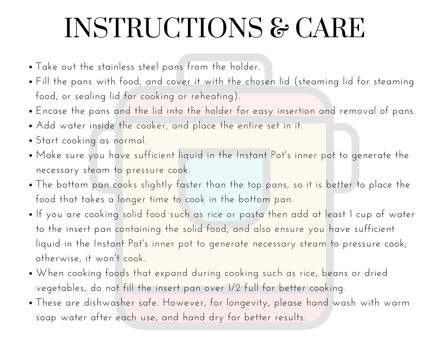 ecozoi Instant Pot Insert Pans, 3 Tier for 6 Qt / 8 Qt Pressure Cookers