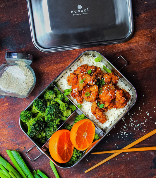 ecozoi Stainless Steel Lunch Box, 3 Compartment Leak Proof, 50 Oz