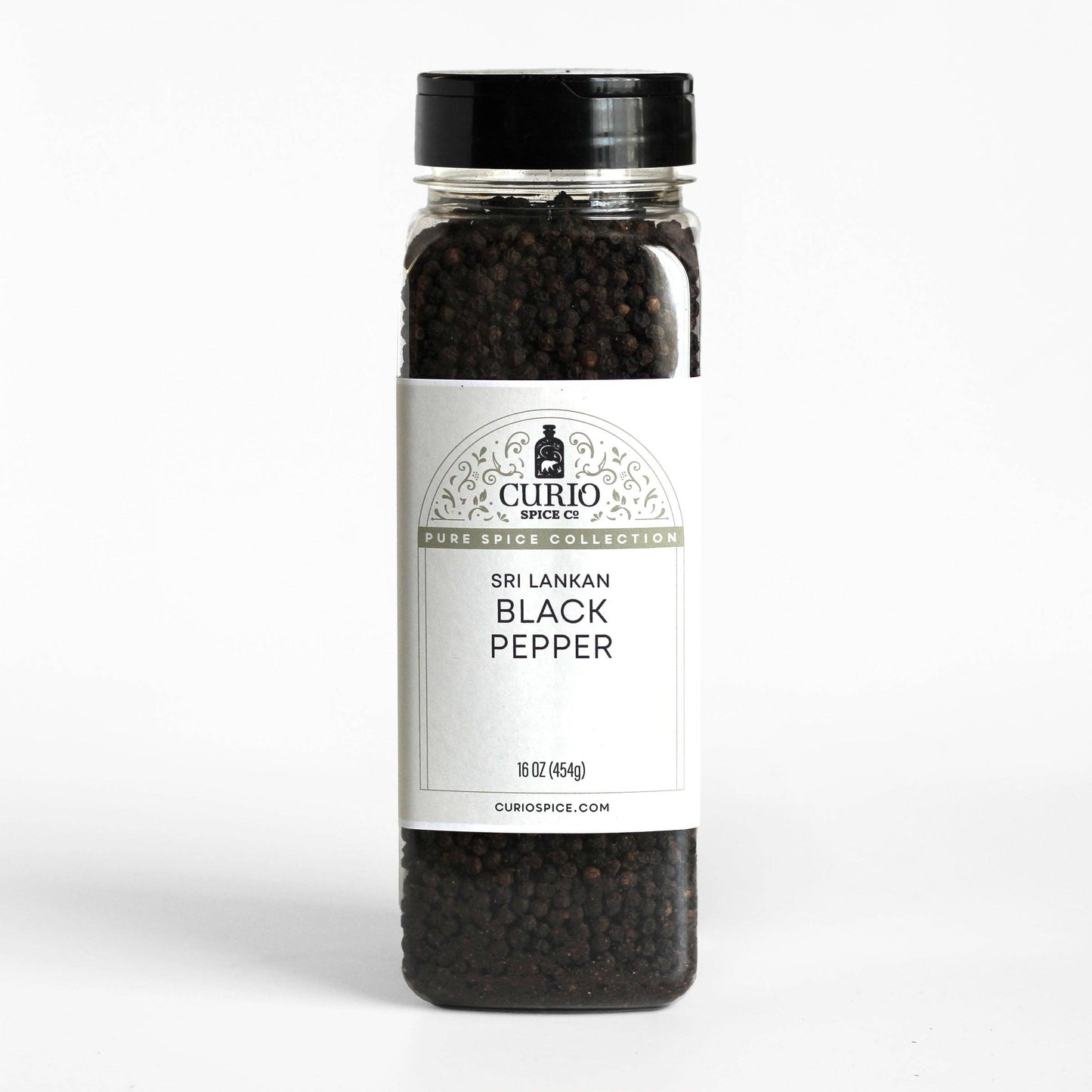 Curio Peppercorn, Sri Lankan Black Bulk Jar (16 oz) - 6 Pack Case