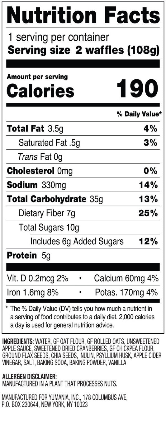 Joyffles apple cranberry (tart and sassy) Waffles - 2-piece Pack