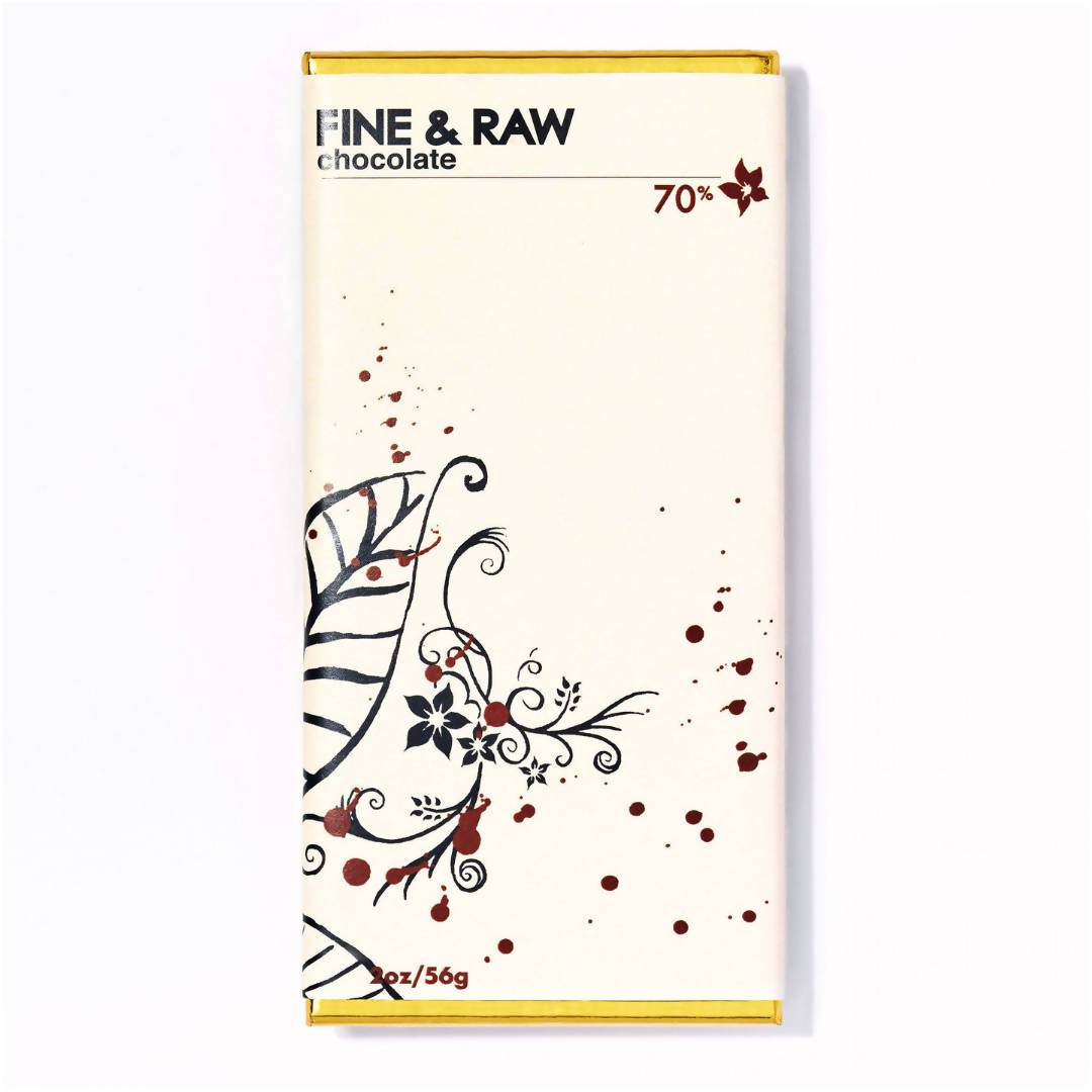 Fine and Raw Dark Chocolate, Organic (70% Cocoa / Cacao) - 10 Bars x 2oz case