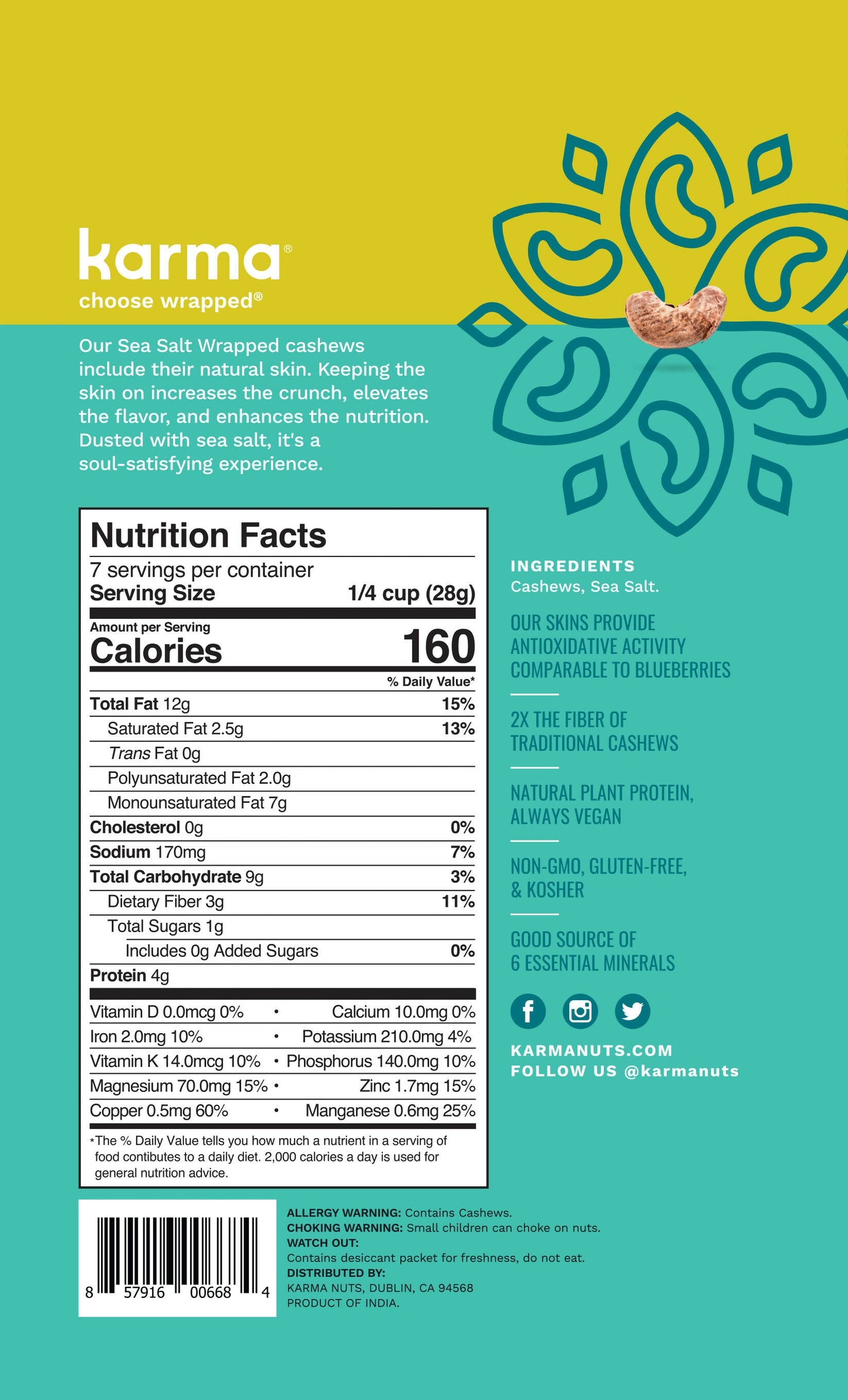 Karma Sea Salt Wrapped Cashews