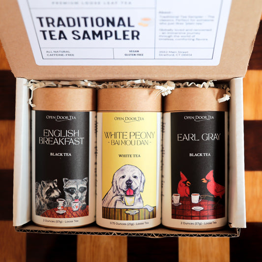 Open Door Tea Traditional Tea Sampler | 3 Loose Leaf Teas for Gifts & Tastings