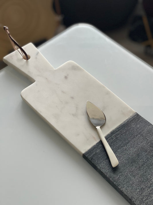 Marble two-tone + Leather Tie Cutting Board
