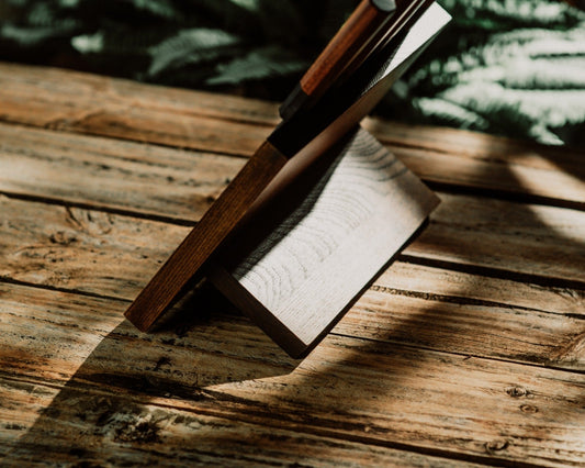 Vintage Gentlemen Four Piece Chef Knife Set With Magnetic Block