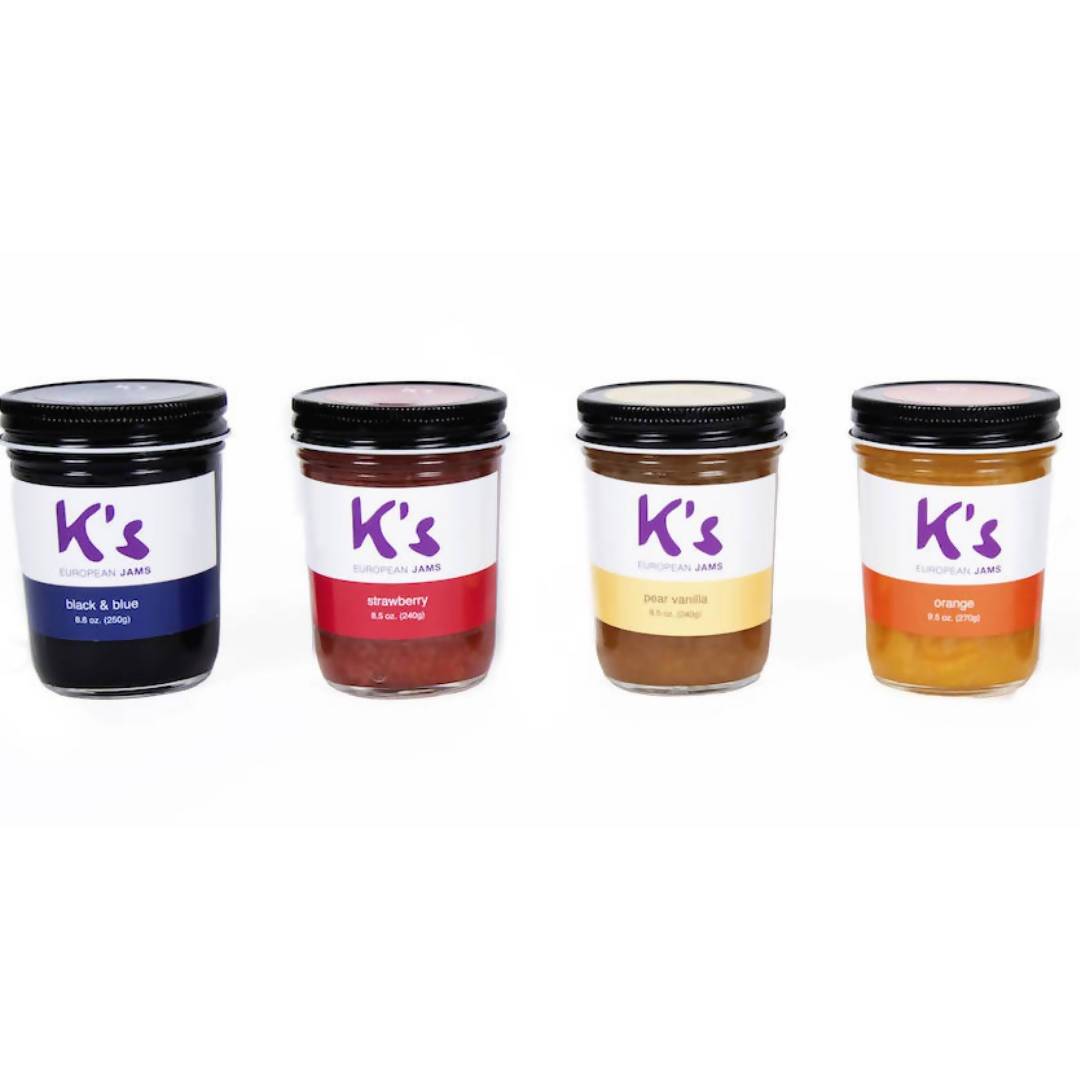 K’s European Jam Variety Jar Pack - 12 jars x 8oz case
