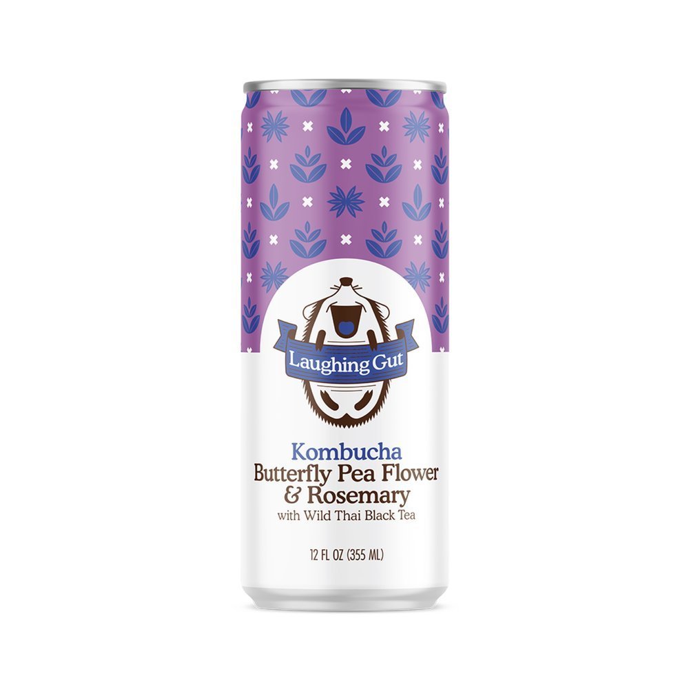 Laughing Gut Kombucha Butterfly Pea Flower & Rosemary Cans - 12 Cans x 1 Case