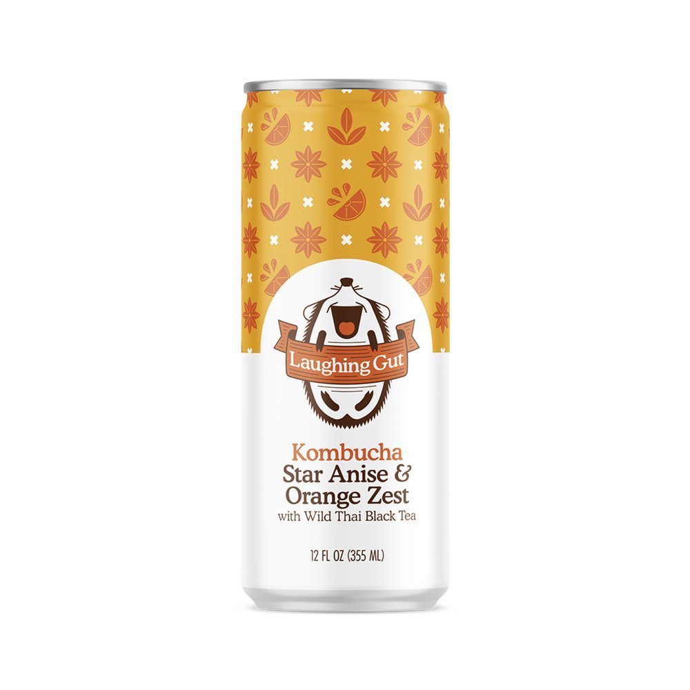 Laughing Gut Kombucha Star Anise & Orange Zest Cans - 12 Cans x 1 Case