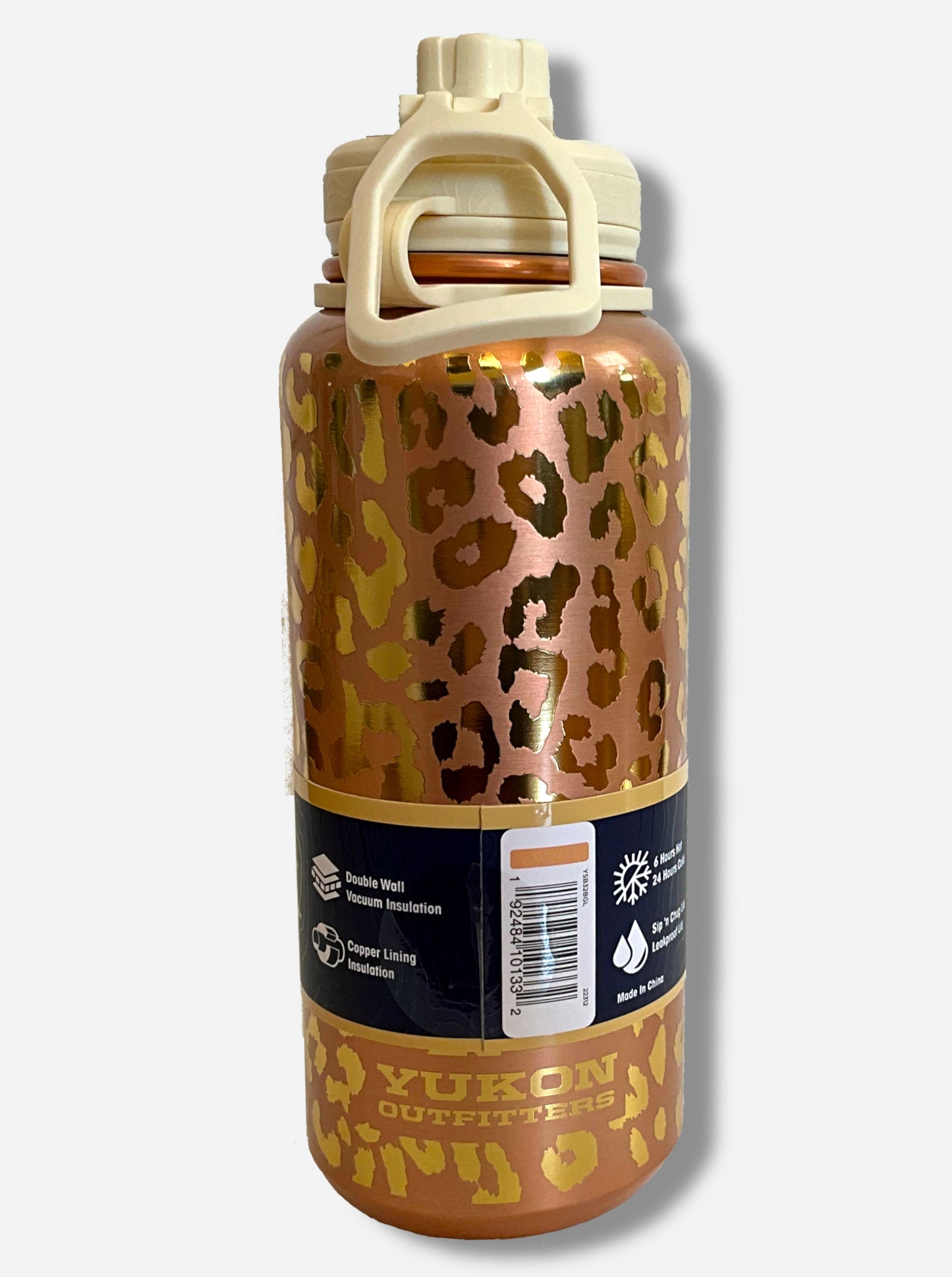 Buc-ee's Yukon Outfitters Gold Leopard Print 32oz Water Bottle