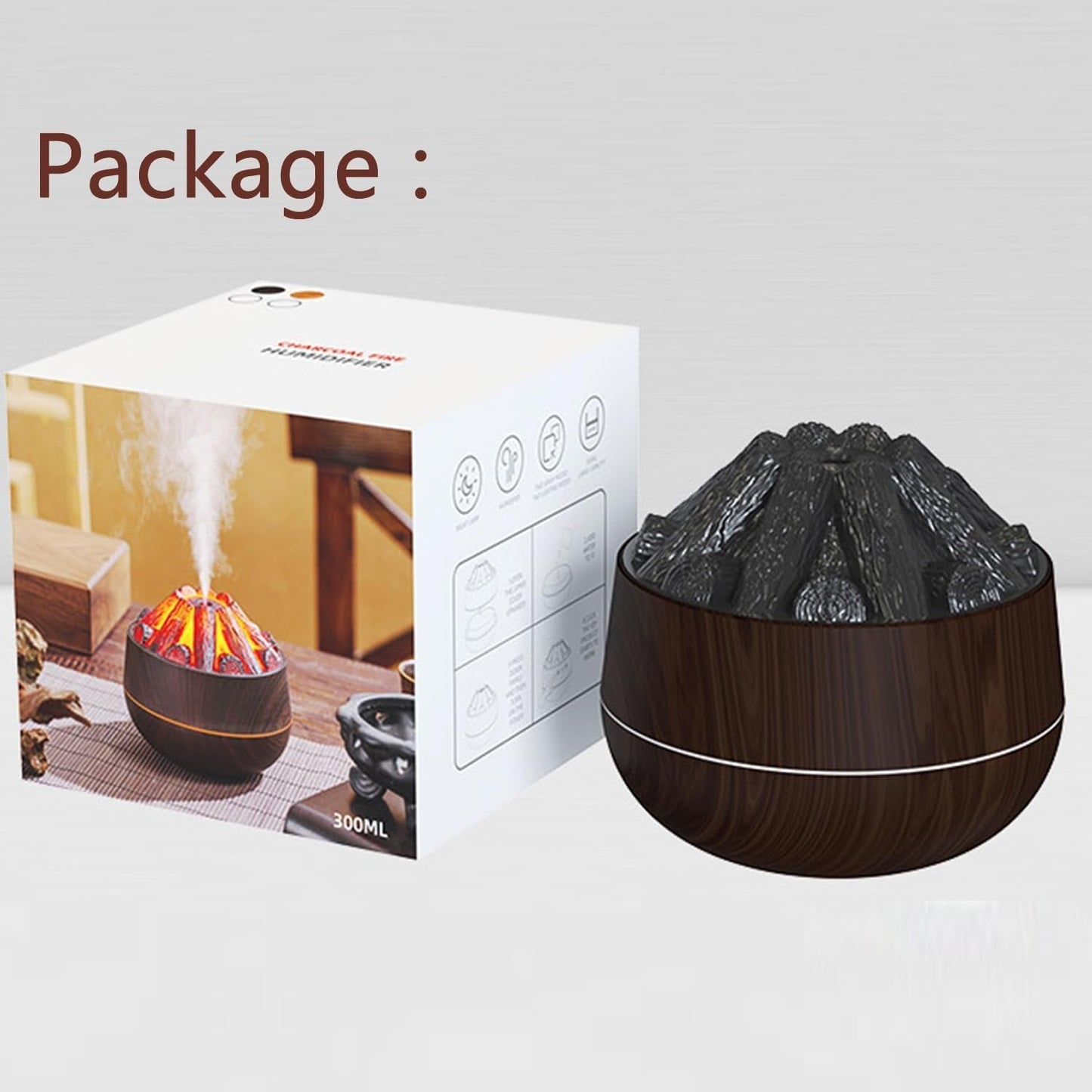Volcano Lava Charcoal Fire LED Aromatherapy Diffuser