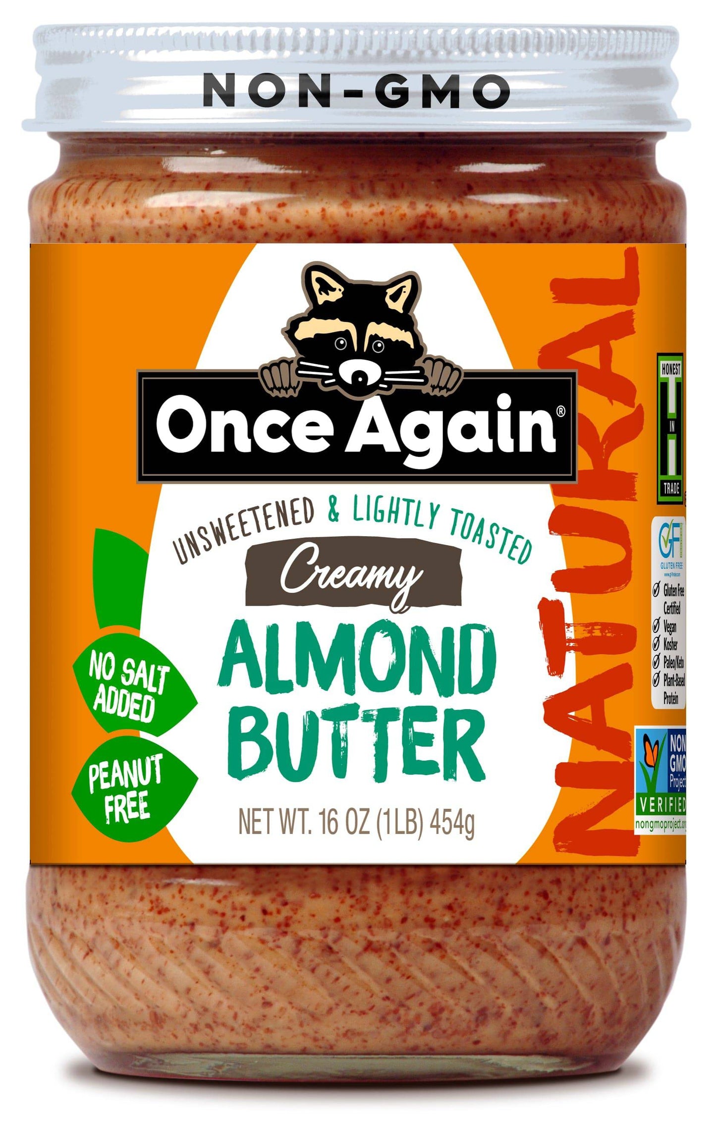 Almond Butter, Creamy, No Salt, Lightly Toasted