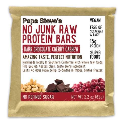 Papa Steve's - 'Dark Chocolate Cherry Cashew' No Junk Raw Protein Bar (2.2OZ)