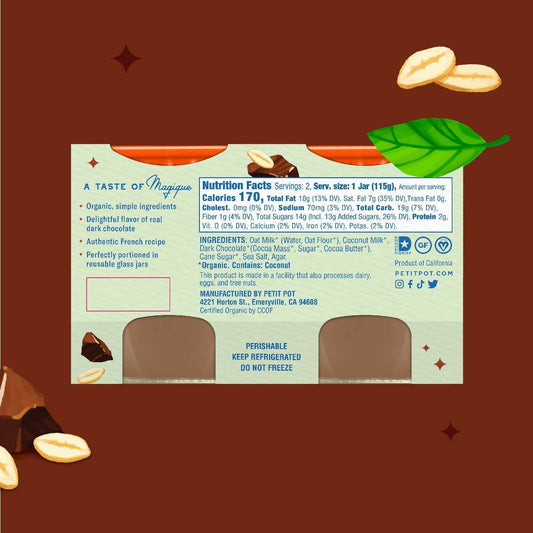 Petit Pot Oatmilk Chocolate Organic Plant-Based French Dessert Wholesale - 2-Jar Packs x 600 Packs (1/4 Pallet) case