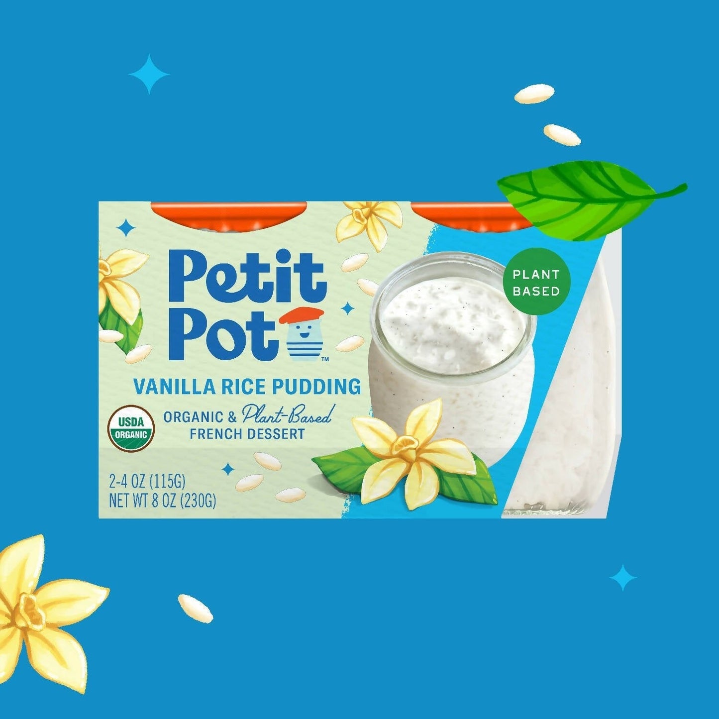 Petit Pot Rice Pudding Organic Plant-Based French Dessert Wholesale - 2-Jar Packs x 600 Packs (1/4 Pallet) case