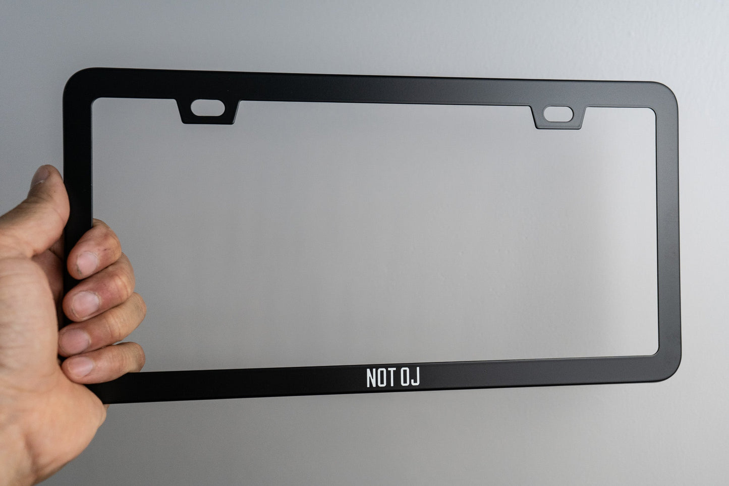 Slim "NOT OJ" License Plate Frame (Pair)