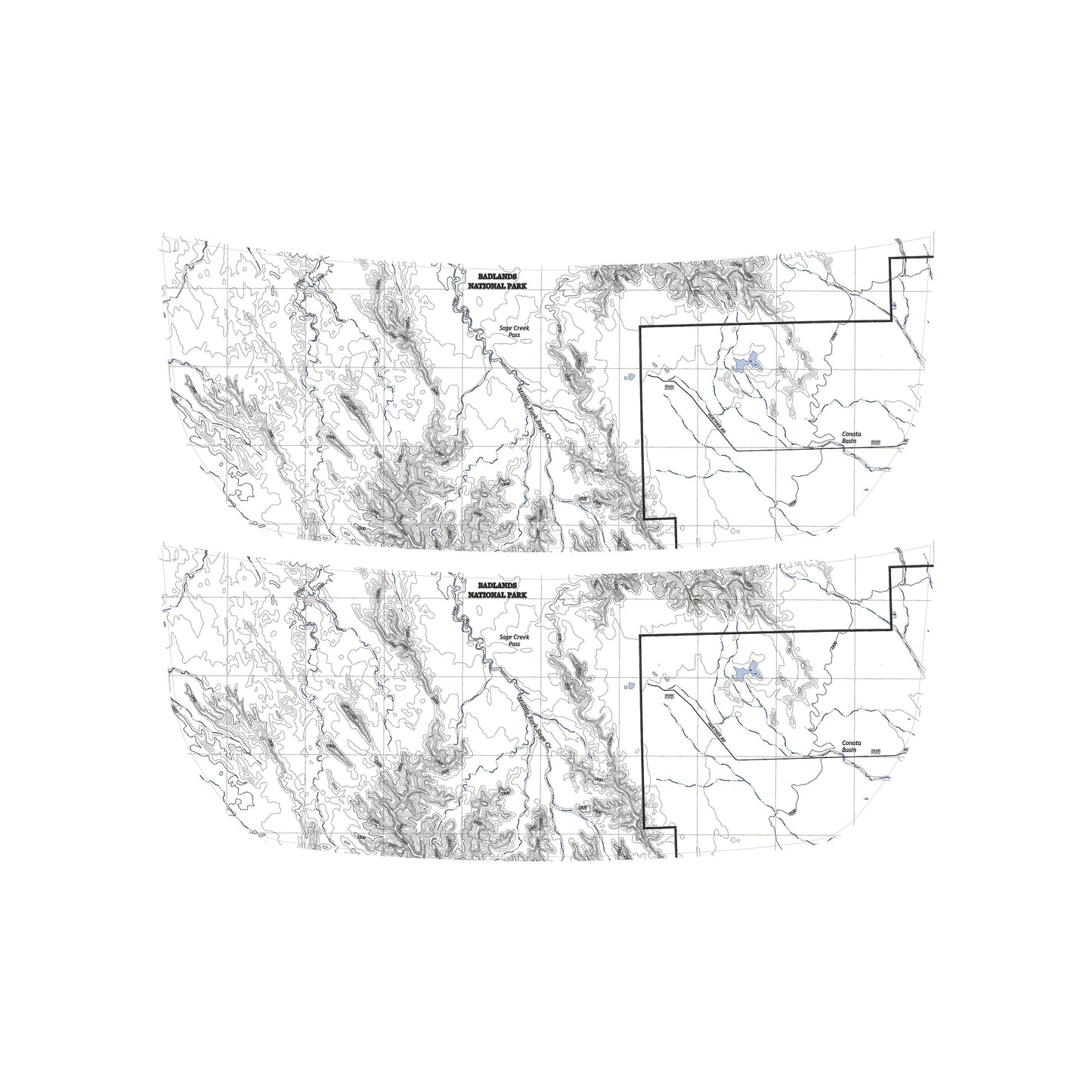 Stealth Clear Badlands Topographic Map Hood Overlay - 2021+ Bronco