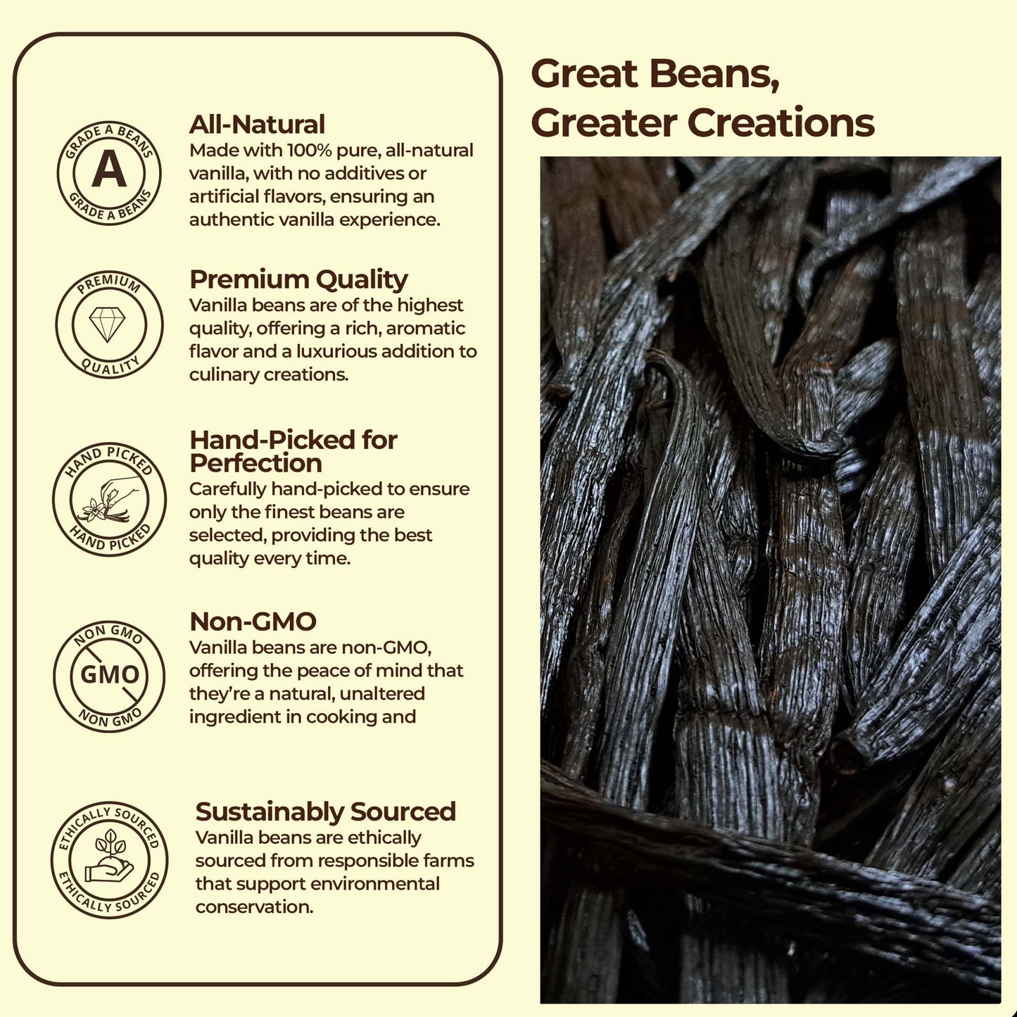 Premium Grade A Vanilla Beans Whole Bulk Pods