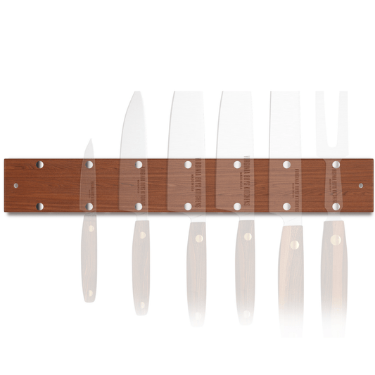 Virginia Boys Kitchens 16" Wall Mounted Magnetic Walnut Wood Knife Rack - Holds 7 Knives
