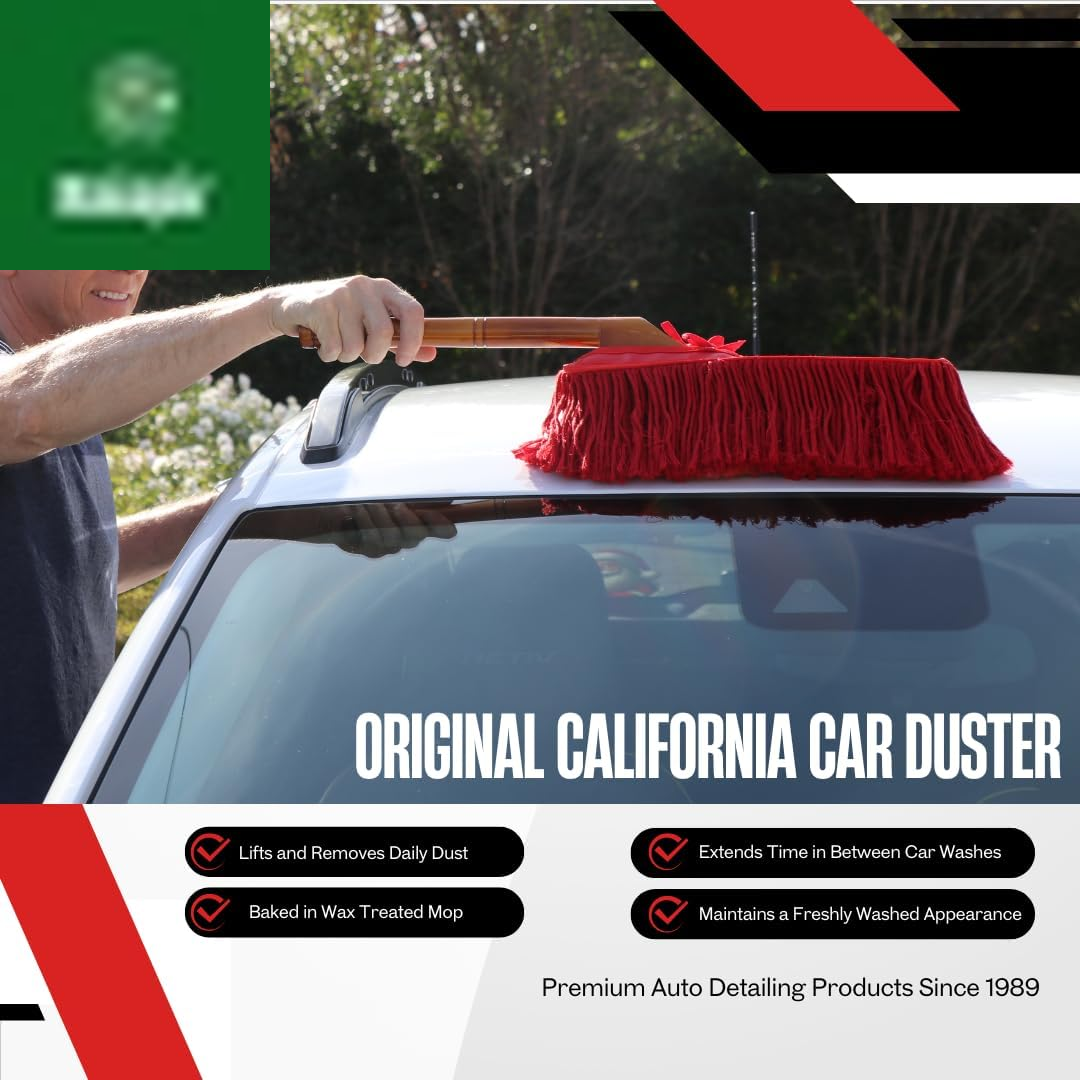 62442 Standard Car Duster with Wooden Handle,Red
