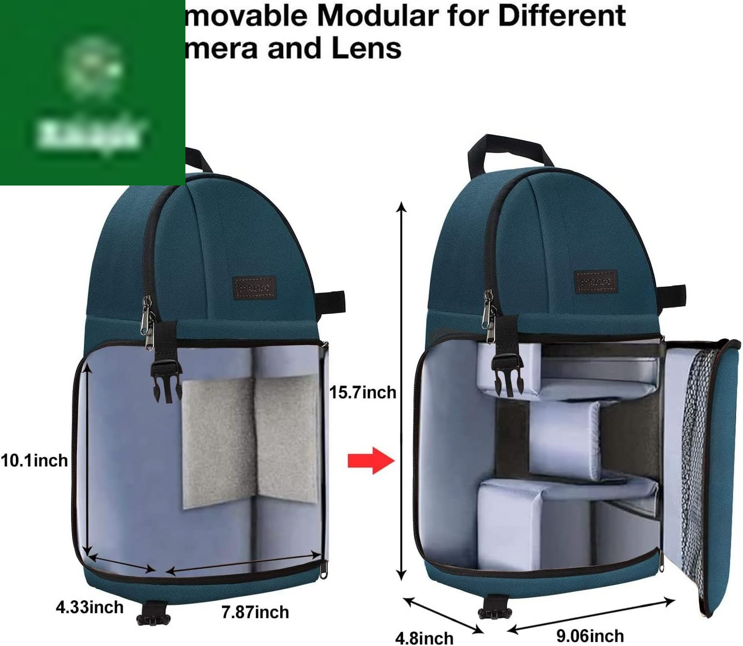 Camera Sling Bag, Dslr/Slr/Mirrorless Camera Backpack Case Shockproof Photography Backpack with Tripod Holder & Removable Modular Inserts Compatible with Canon/Nikon/Sony/Fuji