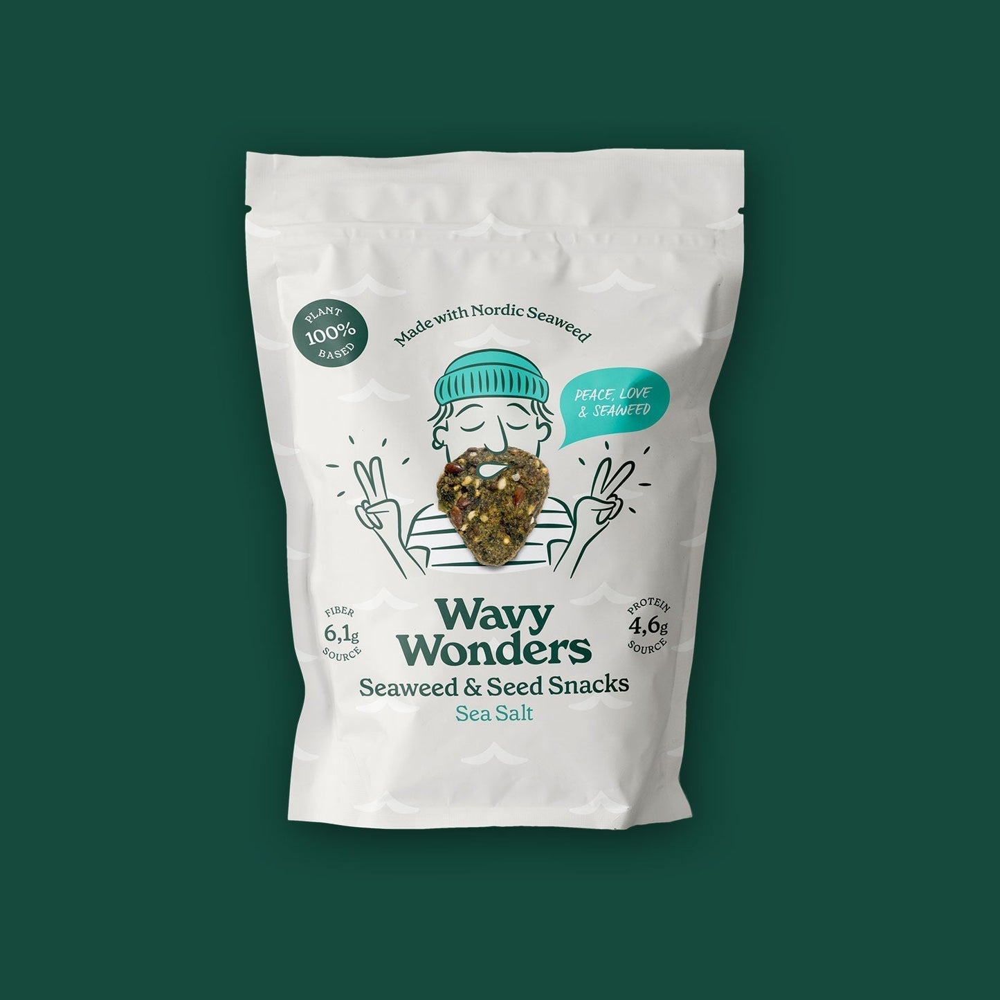 Wavy Wonders’ Sea Salt Seaweed Crackers bags - 6 bags x 1.05oz (30g) case