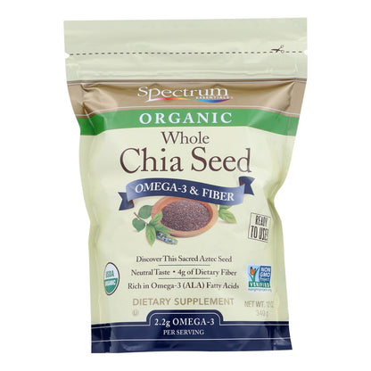 Spectrum Organic Chia Seeds - Omega-3 & Fiber, 12 Oz