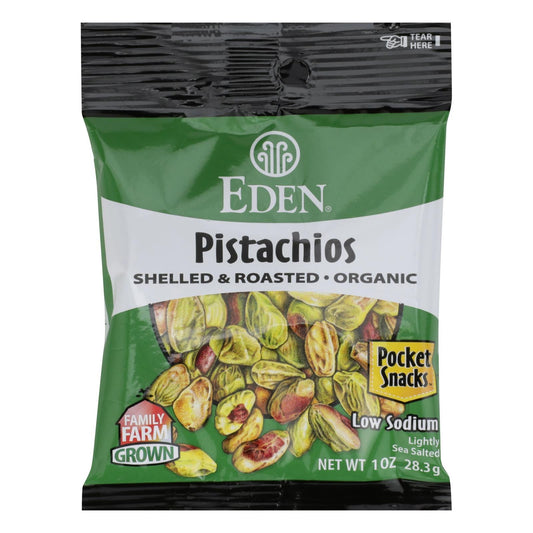Eden Organic Pistachios - Shelled & Roasted - 1oz, 12 Pack