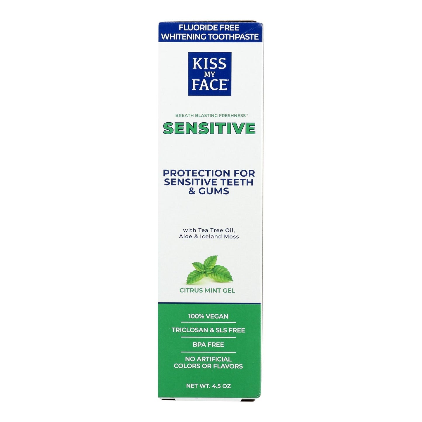 Kiss My Face Fluoride-Free Sensitive Gel Toothpaste 4.5 Oz