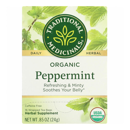 Organic Peppermint Herbal Tea, Caffeine-Free, 6x16 Bags