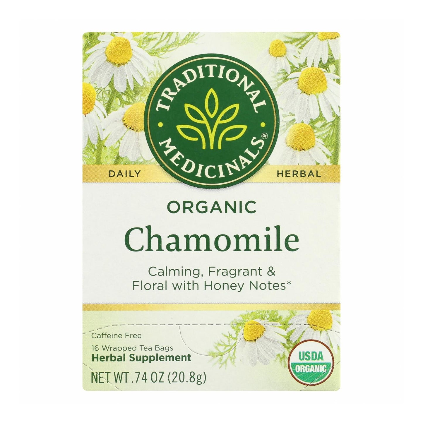 Organic Chamomile Herbal Tea, Caffeine-Free, 6-Pack, 16 Bags