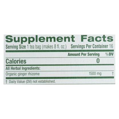 Organic Ginger Herbal Tea, 16 Bags, Case of 6