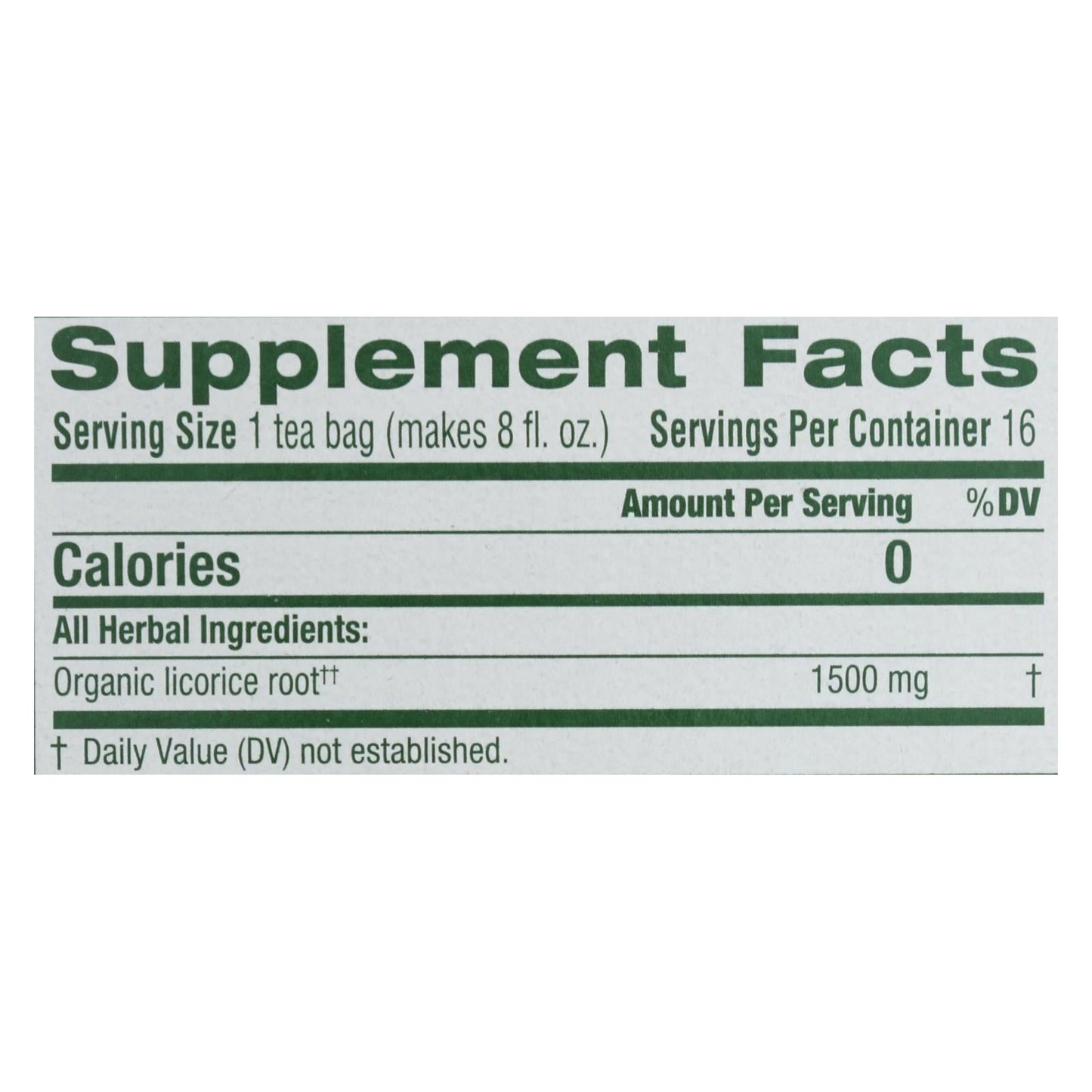 Organic Licorice Root Herbal Tea - 16 Bags, Case of 6