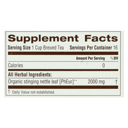Organic Nettle Leaf Herbal Tea, 16 Bags, Case of 6