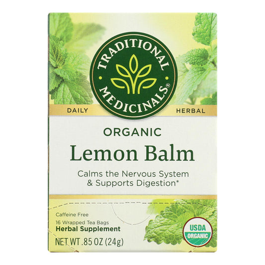 Organic Lemon Balm Herbal Tea - 6 Packs of 16 Bags