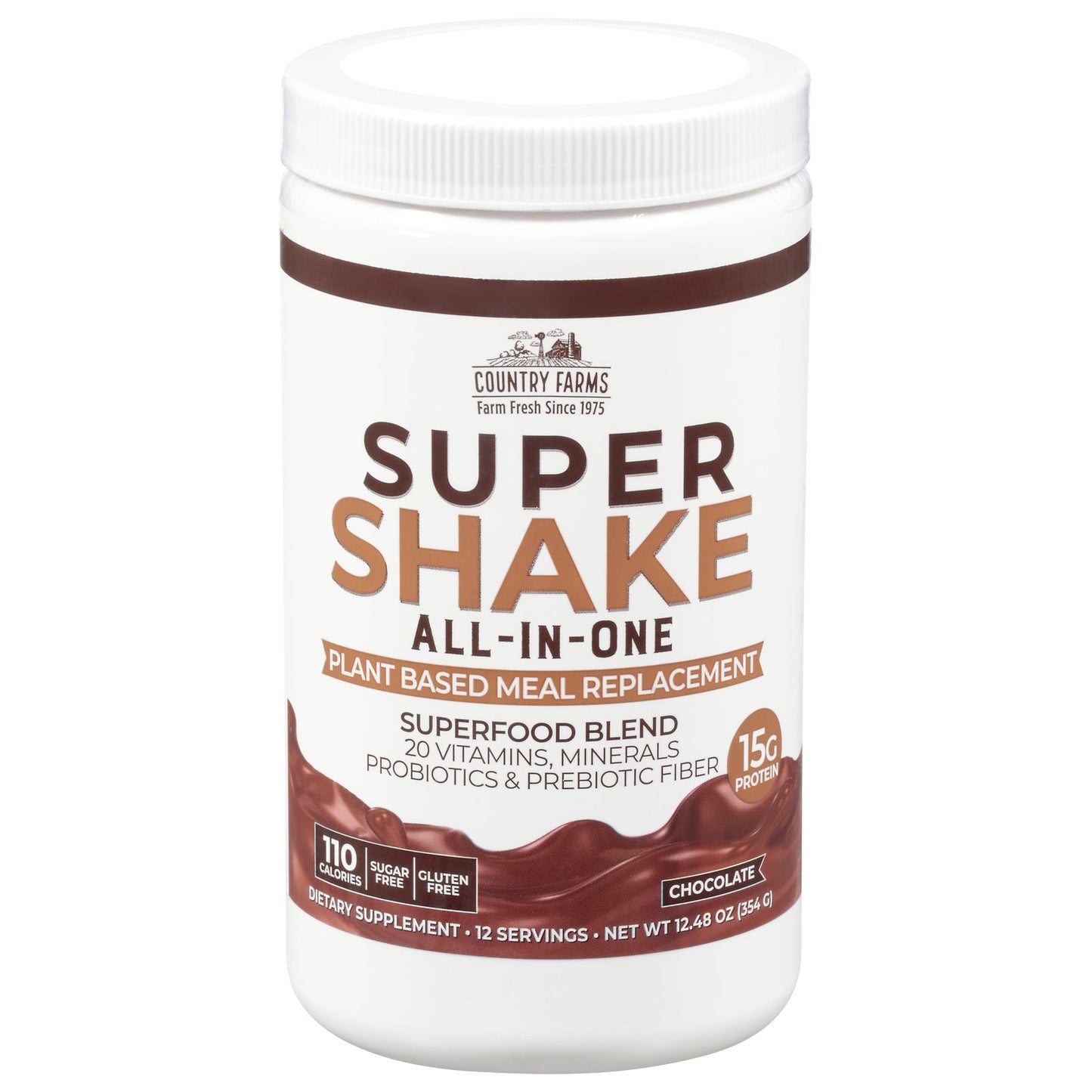 Country Farms Chocolate Super Shake Powder, 12.48 OZ
