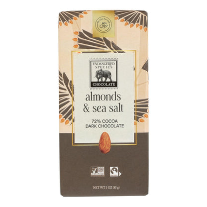 Endangered Species Dark Chocolate Sea Salt & Almonds (12x3oz)
