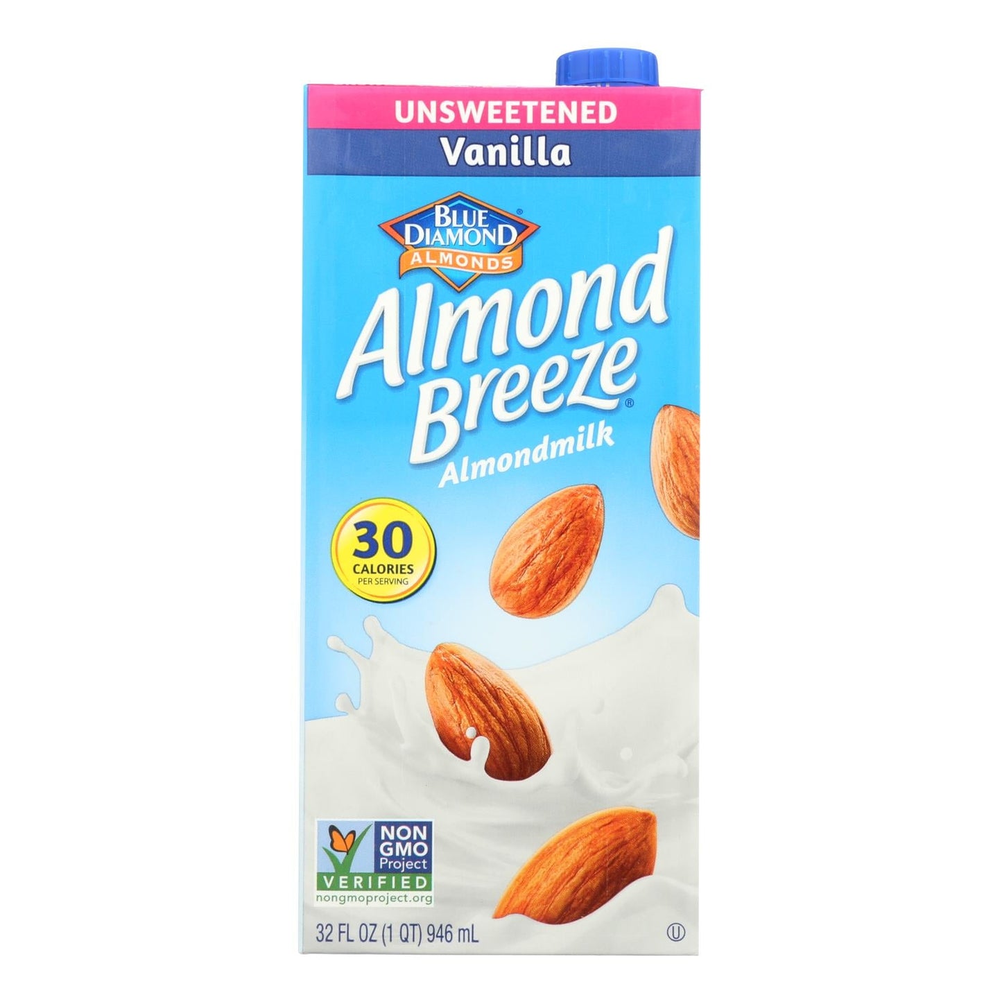 Almond Breeze Unsweetened Vanilla Almond Milk, 12x32 Fl Oz