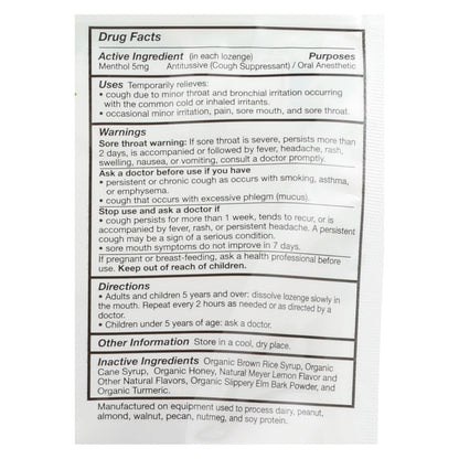 Quantum Organic Cough Lozenges - Meyer Lemon & Honey 18ct