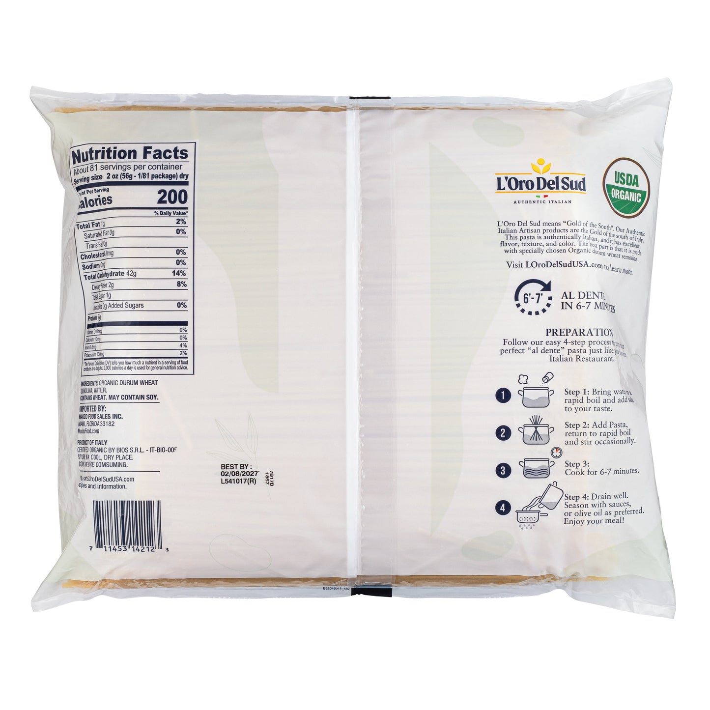 L'Oro Del Sud, Organic Linguine Pasta, 2 Pack x 10 lb