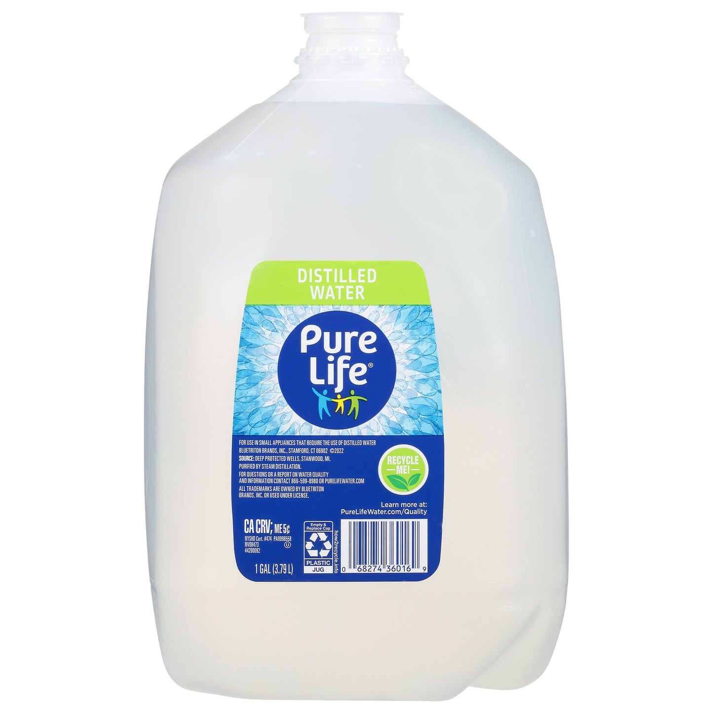 Pure Life - Water Distilled Side Hndl - CS of 6-1 GAL
