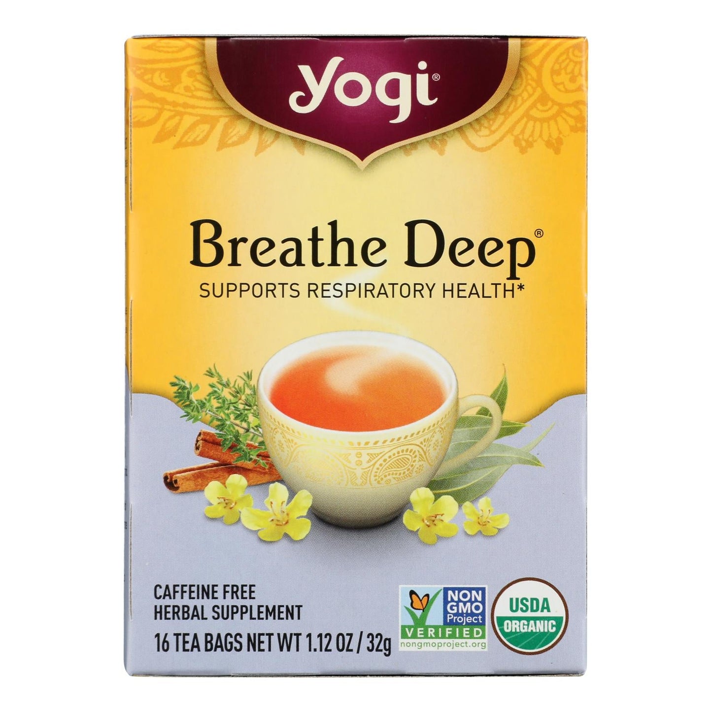 Yogi Organic Breathe Deep Herbal Tea, Caffeine-Free, 6-Pack