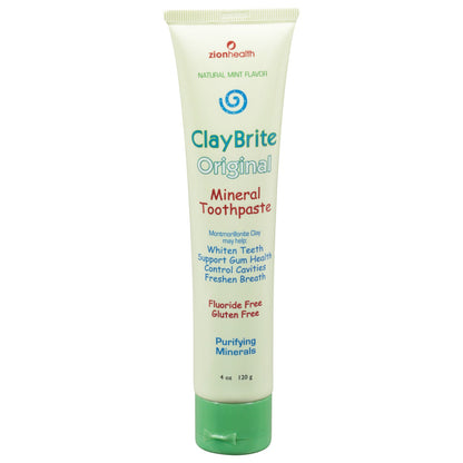 Zion Health Claybrite Natural Mint Toothpaste 3.2 Oz