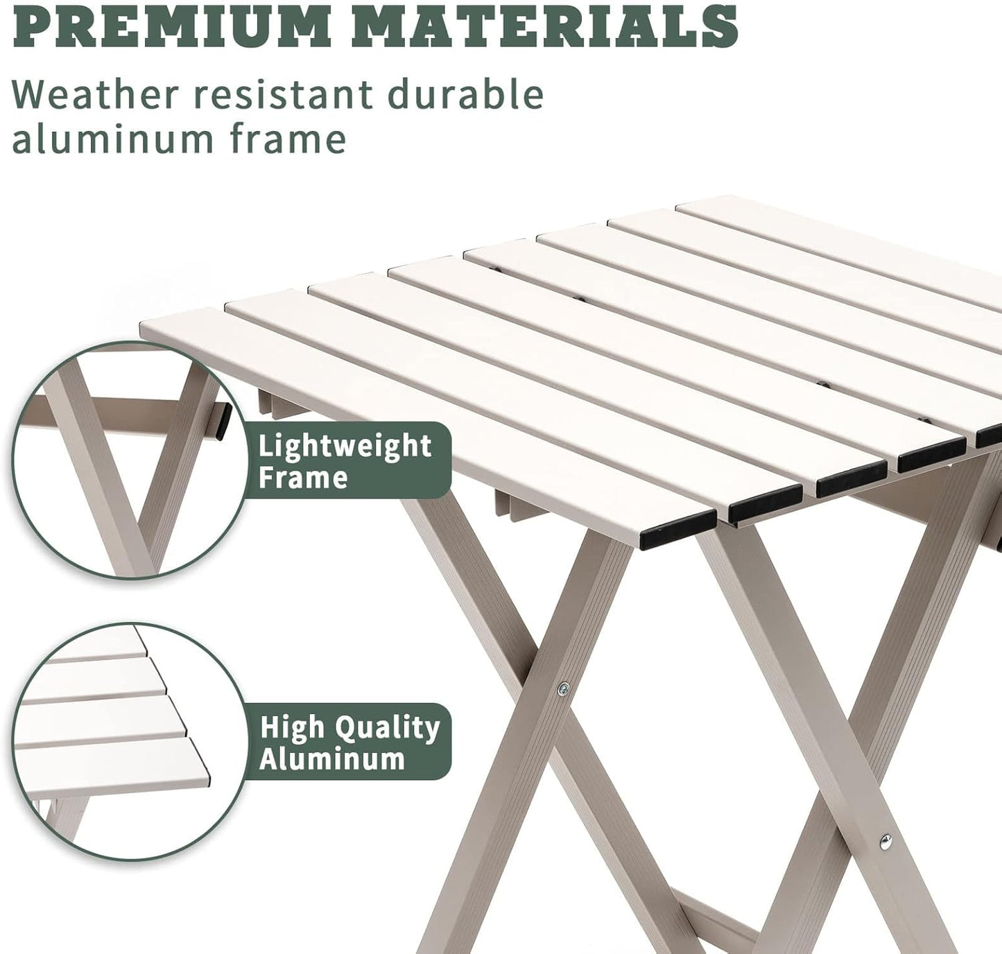 Folding Camping Table - Lightweight Aluminum Portable Picnic Table, 18.5X18.5X24.5 Inch for Cooking, Beach, Hiking, Travel, Fishing, BBQ, Indoor Outdoor Small Foldable Camp Tables