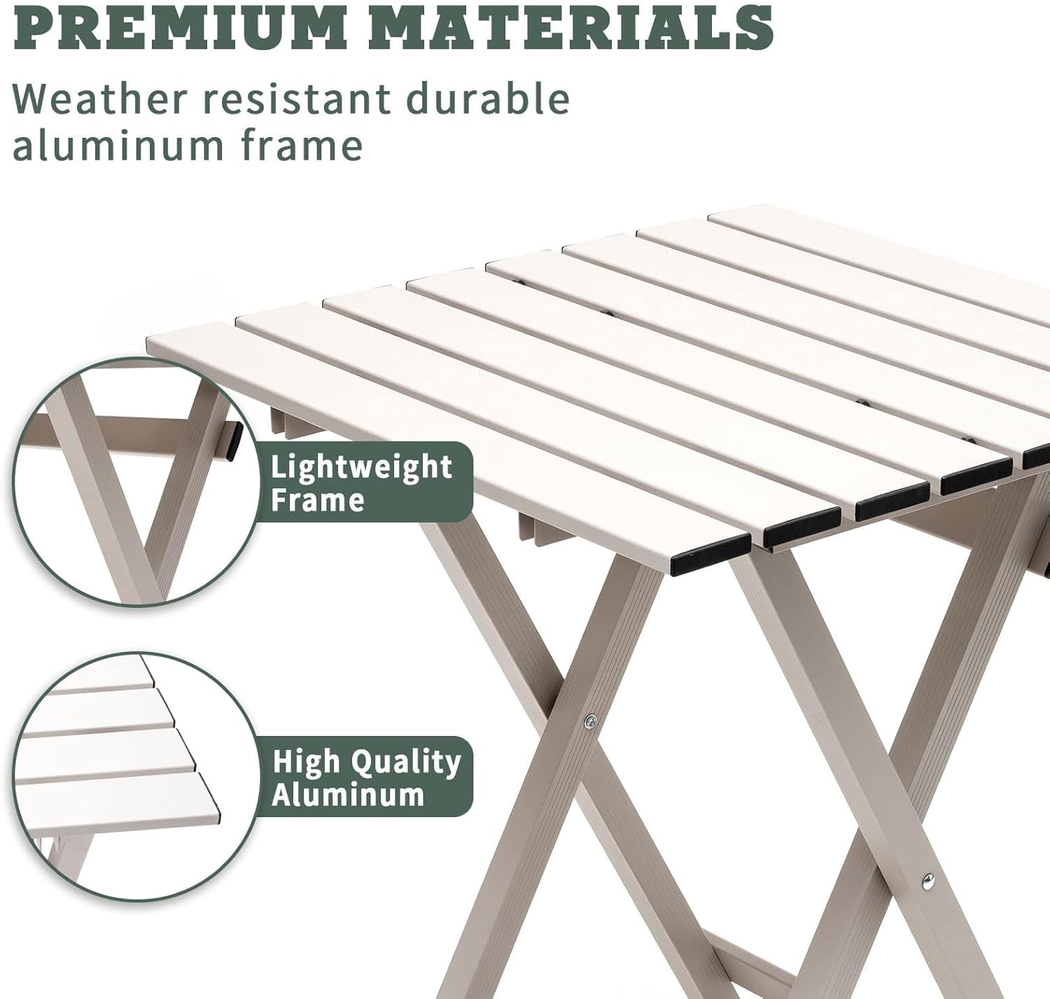 Folding Camping Table - Lightweight Aluminum Portable Picnic Table, 18.5X18.5X24.5 Inch for Cooking, Beach, Hiking, Travel, Fishing, BBQ, Indoor Outdoor Small Foldable Camp Tables