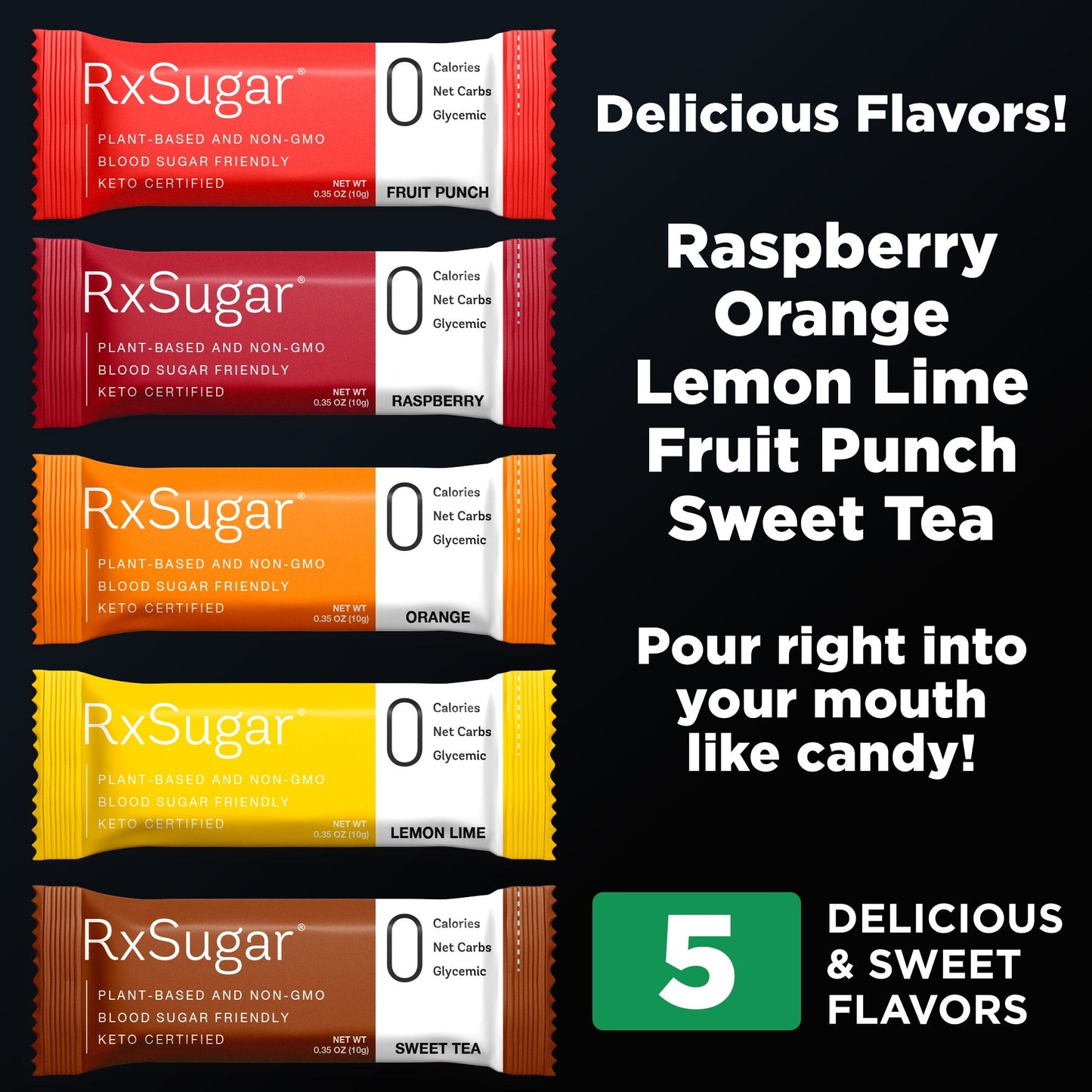 RxSugar Flavored Allulose Sugar Swealthy Stix