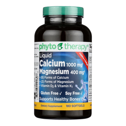 Phyto-therapy Liquid Calcium With Magnesium - 1000 Mg - 180 Softgels