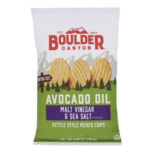 Boulder Canyon Kettle Chips - Malt Vinegar & Sea Salt, 12 Pack
