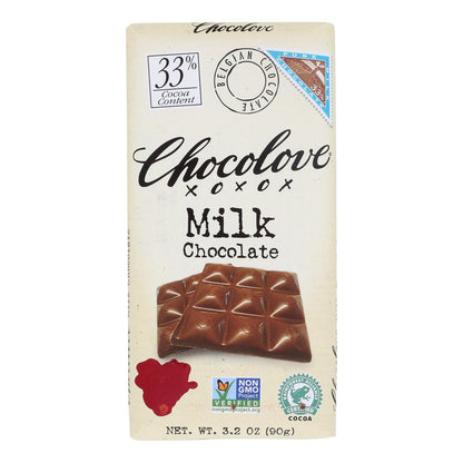 Chocolove Xoxox Milk Chocolate Bars, 3.2 oz, Case of 12